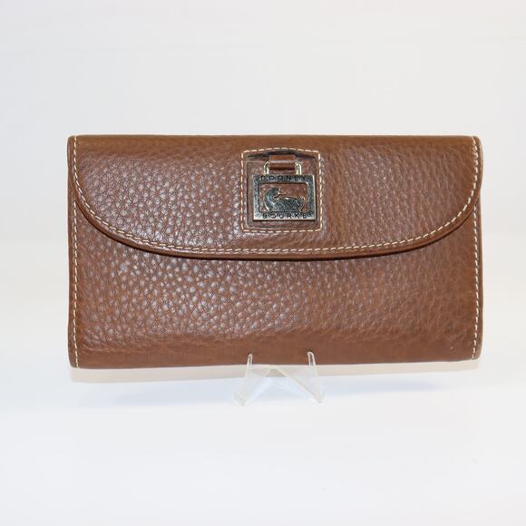 Dooney & Bourke Brown Leather Continental Wallet – ID Slot, Zip Pocket - Picture 1 of 9